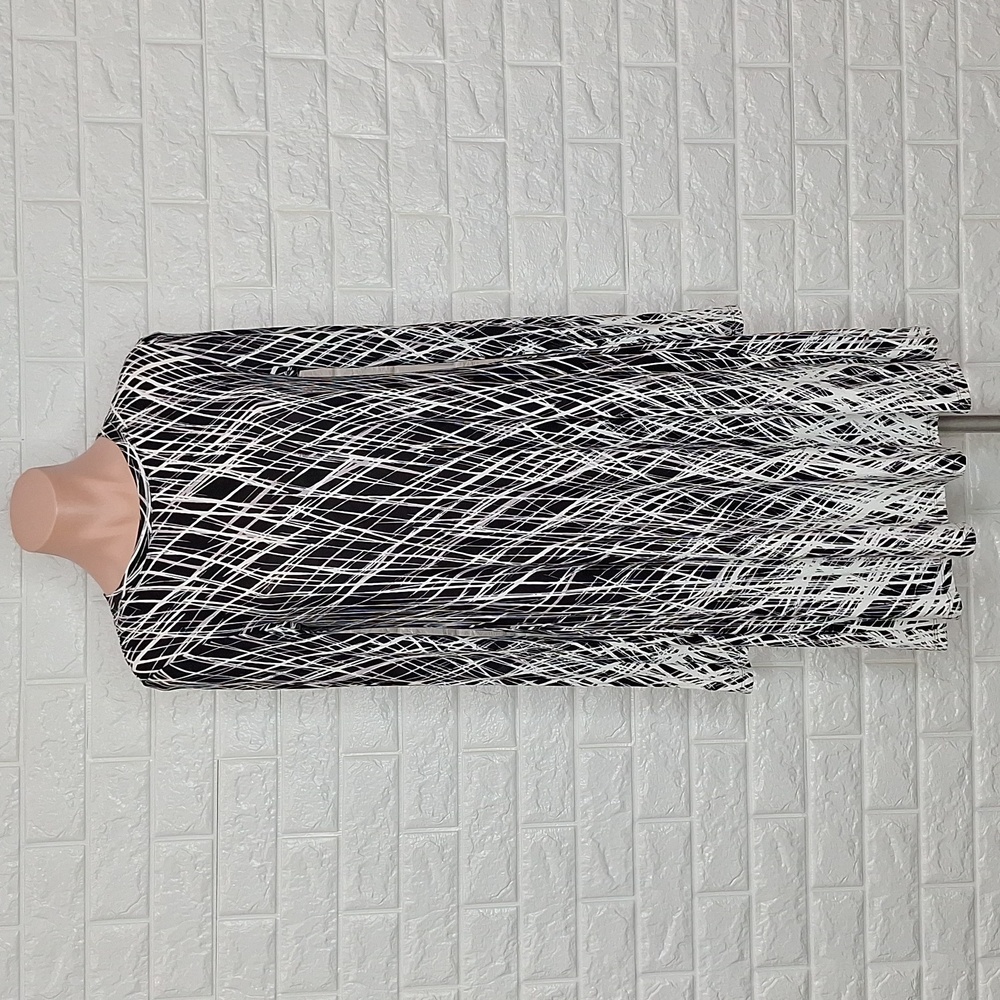 BCBGMAXAZRIA Black and White Jeanna Long Sleeve Dress